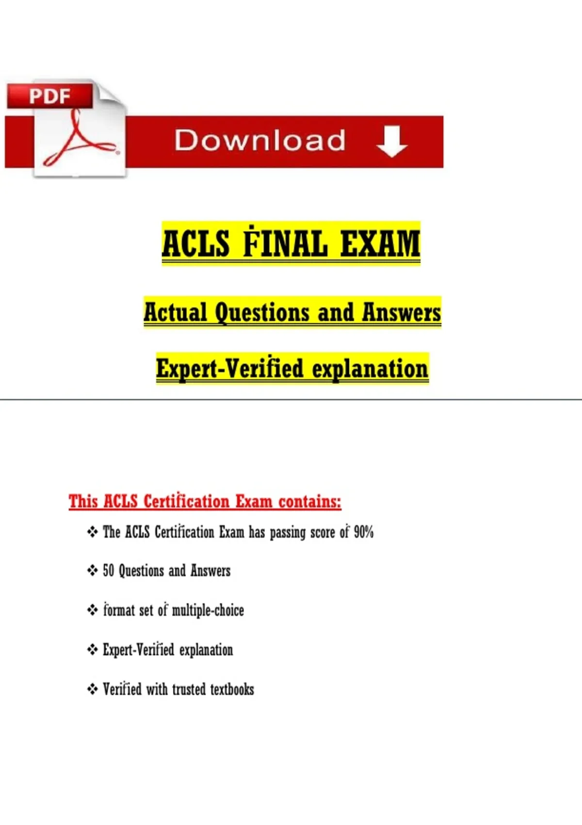 ACLS ḞINAL EXAM Actual Questions and Answers Expert-Veriḟied ...