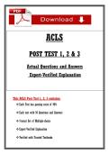 ACLS  POST TEST 1&comma; 2 & 3  Actual Questions and Answers   Expert-Veriḟied Explanation 