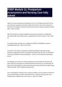 POEP Module 11&semi; Postpartum Assessment and Nursing Care fully solved
