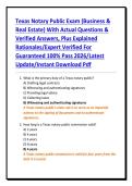 Texas Notary Public Exam &lpar;Business & Real Estate&rpar; With Actual Questions & Verified Answers&comma; Plus Explained Rationales&sol;Expert Verified For Guaranteed 100&percnt; Pass 2026&sol;Latest Update&sol;Instant Download Pdf