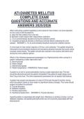 ATI-DIABETES MELLITUS  COMPLETE EXAM  QUESTIONS AND ACCURATE  ANSWERS 2025&sol;2026