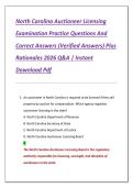 North Carolina Auctioneer Licensing  Examination Practice Questions And  Correct Answers &lpar;Verified Answers&rpar; Plus  Rationales 2026 Q&A &vert; Instant  Download Pdf