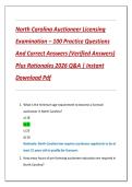 North Carolina Auctioneer Licensing Examinations Practice Questions And Correct Answers &lpar;Verified Answers&rpar; Plus Rationales 2026 Q&A &vert; Instant Download Pdf