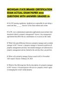 MICHIGAN STATE BRAKES CERTIFICATION  EXAM ACTUAL EXAM PAPER 2026  QUESTIONS WITH ANSWERS GRADED A&plus; 