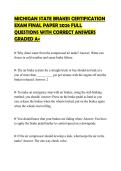 MICHIGAN STATE BRAKES CERTIFICATION  EXAM FINAL PAPER 2026 FULL  QUESTIONS WITH CORRECT ANSWERS  GRADED A&plus; 