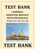 TEST BANK&colon; Campbell Essential Biology with Physiology&comma; 6th Edition by Eric Simon&comma; All Chapters &vert;&vert;Complete A&plus; Guide