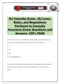 NJ Casualty Exam - NJ Laws&comma; Rules&comma; and Regulations Pertinent to Casualty Insurance Exam Questions and Answers 100&percnt; PASS