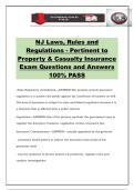 NJ Laws&comma; Rules and Regulations - Pertinent to Property & Casualty Insurance Exam Questions and Answers 100&percnt; PASS
