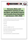 NJ Laws&comma; Rules&comma; and Regulations Common to Life&comma; Accident&comma; and Health Property and Casualty Exam Questions and Answers 100&percnt; PASS
