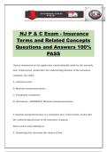 NJ P & C Exam - Insurance Terms and Related Concepts Questions and Answers 100&percnt; PASS