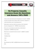 NJ Property&sol; Casualty Insurance Exam Set Questions and Answers 100&percnt; PASS