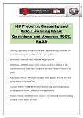 NJ Property&comma; Casualty&comma; and Auto Licensing Exam Questions and Answers 100&percnt; PASS