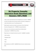 NJ Property&sol; Casualty Insurance Exam Questions and Answers 100&percnt; PASS