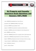 NJ Property and Casualty Insurance Exam Questions and Answers 100&percnt; PASS