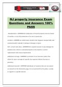 NJ property insurance Exam Questions and Answers 100&percnt; PASS