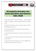 NJ property insurance law Exam Questions and Answers 100&percnt; PASS