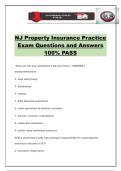 NJ Property Insurance Practice Exam Questions and Answers 100&percnt; PASS