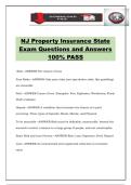 NJ Property Insurance State Exam Questions and Answers 100&percnt; PASS