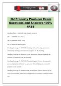 NJ Property Producer Exam Questions and Answers 100&percnt; PASS