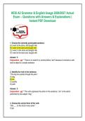 HESI A2 Grammar & English Usage 2026&sol;2027 Actual  Exam &ndash; Questions with Answers & Explanations &vert;  Instant PDF Download 