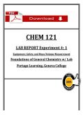 CHEM 121 Lab Report 1 &lpar;2026&sol;2027&rpar; &vert; General Chemistry w&sol; Lab &vert; Portage Learning &lpar;PDF&rpar;