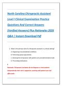 North Carolina Chiropractic Assistant  Level I Clinical Examination Practice  Questions And Correct Answers  &lpar;Verified Answers&rpar; Plus Rationales 2026  Q&A &vert; Instant Download Pdf 