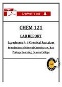 CHEM 121 Lab Report 4 &lpar;2026&sol;2027&rpar; &vert; Chemical Reactions &vert; General Chemistry w&sol; Lab &lpar;PDF&rpar;
