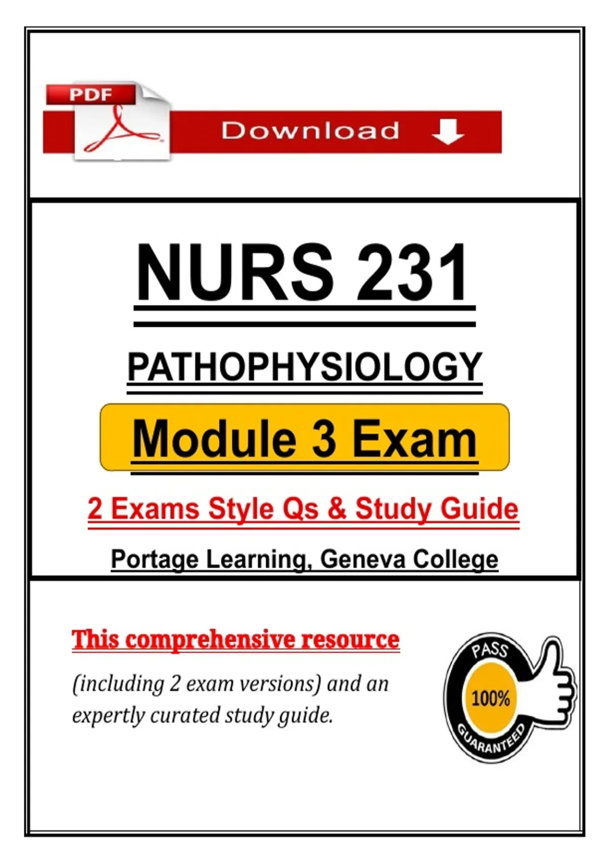 NURS 231 Module 3 Exam (2026/2027) | Pathophysiology | Portage Learning ...