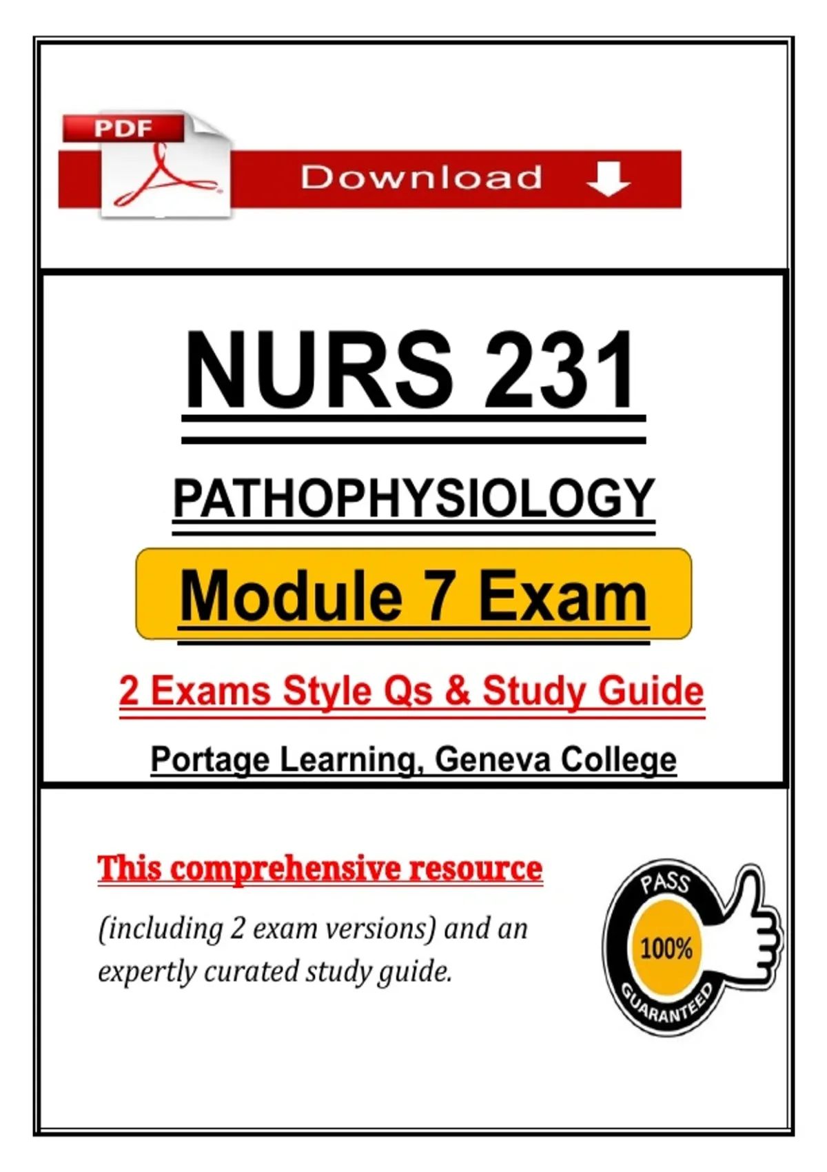 NURS 231 Module 7 Exam (2026/2027) | Pathophysiology | Portage Learning ...