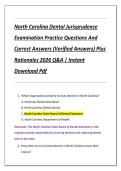 North Carolina Dental Jurisprudence  Examination Practice Questions And  Correct Answers &lpar;Verified Answers&rpar; Plus  Rationales 2026 Q&A &vert; Instant  Download Pdf
