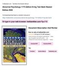 Abnormal Psychology 11th Edition Kring Test Bank