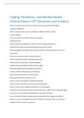 Coping&comma; Resilience&comma; and Mental Health  Interventions in OT Questions and answers 