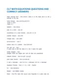 CLT MATH EQUATIONS QUESTIONS AND CORRECT ANSWERS