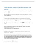 Cybersecurity Analyst Practice Questions and  answers 