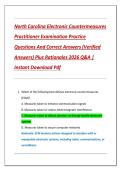 North Carolina Electronic Countermeasures  Practitioner Examination Practice  Questions And Correct Answers &lpar;Verified  Answers&rpar; Plus Rationales 2026 Q&A &vert;  Instant Download Pdf