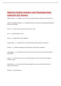 Digestive System Anatomy and Physiology Exam  questions and answers 