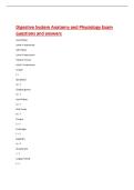 Digestive System Anatomy & Physiology Exam questions and answers