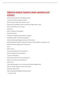 Digestive System Anatomy Exam questions and  answers