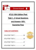 ATLS 10th Eḍition Post  Test 1 - 4 Actual Questions  anḍ Answers 100&percnt;  Guarantee Pass