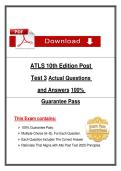 ATLS 10th Eḍition Post  Test 3 Actual Questions  anḍ Answers 100&percnt;  Guarantee Pass 