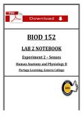 BIOD 152 Lab 2 Notebook &vert; Experiment 2 Senses &vert; Human Anatomy & Physiology II