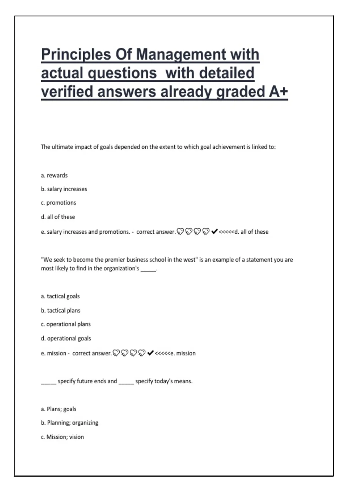 Principles of Management Study Guide 2025/2026 – Practice Questions ...