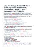AQA Psychology - Research Methods  Exam &vert; Questions And Answers &vert;  Latest Exam 2026-2027 &vert; 100&percnt;  Guaranteed Pass&vert; Graded A&plus; 