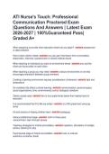 ATI Nurse's Touch&colon; Professional  Communication Proctored Exam  &vert;Questions And Answers &vert; Latest Exam  2026-2027 &vert; 100&percnt;Guaranteed Pass&vert;  Graded A&plus; 