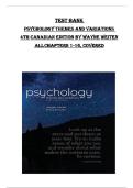 Test Bank for Psychology&colon; Themes and Variations &ndash; 4th Canadian Edition &lpar;Wayne Weiten&rpar; &vert; Introductory Psychology Exam Prep
