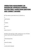 OPERATIONS MANAGEMENT AN INTEGRATED APPROACH SEVENTH EDITION COMPREHENSIVE EXAM REVIEW WITH SOLVED QUESTIONS
