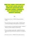 NRNP 6541 WEEK 4 &lpar;EAR AND EYE&rpar;  TEST STUDY GUIDE 2026&sol;2027  COMPLETE QUESTIONS WITH  VERIFIED CORRECT ANSWERS &vert;&vert;  100&percnt; GUARANTEED PASS  <NEWEST VERSION> 
