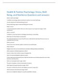 Health & Positive Psychology&colon; Stress&comma; Well Being&comma; and Resilience Questions and answers 
