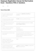 Employee Registration Manual&colon; GA Pest Control Exam &ndash; Questions With A&plus; Solutions