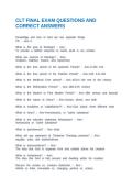 CLT FINAL EXAM QUESTIONS AND CORRECT ANSWERS